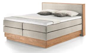 Moneta boxspring posteľ s dubovým rámom a úložným priestorom Beige