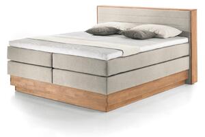 Moneta boxspring posteľ s dubovým rámom a úložným priestorom Beige