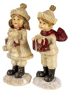 2 ks dekoratívne sošky detí v zimnom oblečení - 4 * 4 * 11 cm