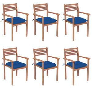 Stohovateľné záhradné stoličky s podložkami 6 ks tíkový masív