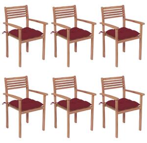 Stohovateľné záhradné stoličky s podložkami 6 ks tíkový masív