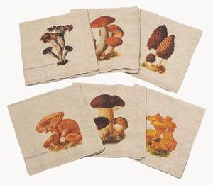 Ľanové obrúsky Mushrooms, 6 ks