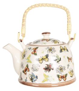 Porcelánová konvička na čaj s motýliky - 17*12*10 cm / 0,6L