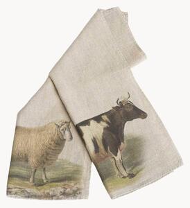 Ľanové kuchynské utierky Sheep & Cow, 2 ks