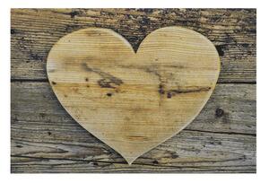 Rohožka srdce na drevenom podklade - 75 * 50 * 1cm