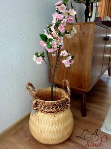Dekorácie umelý ružový kvitnúce stromček - 22*22*90 cm