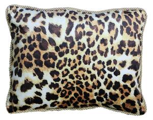 Zamatový vankúš s motívom leopardej kože a zlatým zapletenej lemovaním - 45 * 35 * 10cm