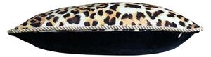Zamatový vankúš s motívom leopardej kože a zlatým zapletenej lemovaním - 45 * 35 * 10cm