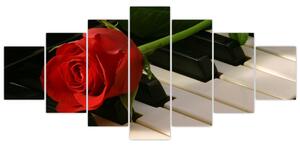 Obraz ruže na klavíri (Obraz 210x100cm)