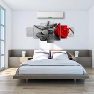 Obraz ruže s červeným kvetom (Obraz 210x100cm)