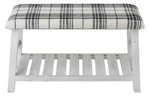 Biela drevená lavica s textilným sedákom Matte - 80 * 40 * 44cm