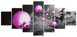Abstraktný obraz - fialové gule (Obraz 210x100cm)