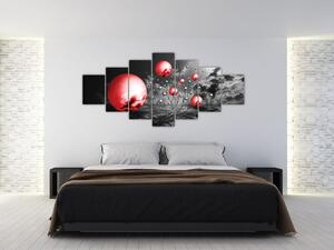 Abstraktný obraz - červené gule (Obraz 210x100cm)