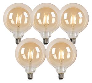 Sada 5 inteligentných LED žiaroviek E27 G125 zlatá 4,9 W 470 lm 1800-4000 K