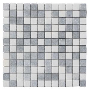 ALFIstyle Kamenná mozaika z mramoru, Square white and grey, 30 x 30 x 0,9 cm, NH207 VZORKA