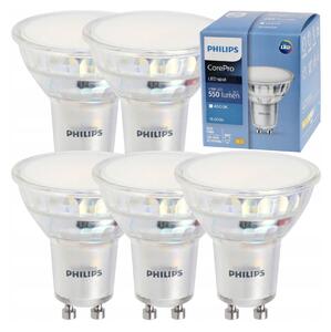 LED žiarovka Philips GU10 5x 4,9W - 550lm - 4000K EyeComfort 15 000h