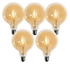 Sada 5 stmievateľných LED žiaroviek E27 zlatá G125 4,9W 450 lm 2200K