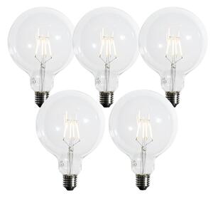 Sada 5 E27 3-stupňových stmievateľných LED žiaroviek so špirálovým vláknom G125 4W 450 lm 2700K