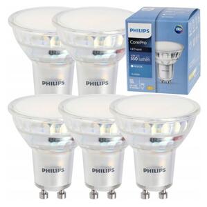 LED žiarovka Philips GU10 5x 4,9W - 550lm - 4000K EyeComfort 15 000h