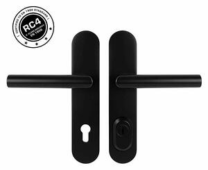 Bezpečnostné kovanie MP MPK - SECURO S01 PLUS - SO FAVORIT (BS - Čierna matná) - s prekrytkou, kľučka-kľučka, Otvor na cylindrickú vložku PZ, MP BS (čierna mat), 92 mm