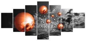 Abstraktné obrazy - oranžové gule (Obraz 210x100cm)