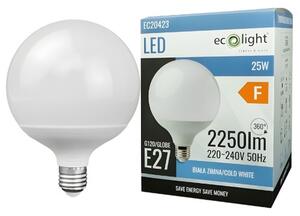 LED žiarovka E27 25W 2250lm 6500K Veľká guľa Silné studené svetlo GLOBE G120