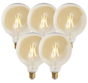 Sada 5 stmievateľných LED žiaroviek E27 G125 zlatá 5W 450lm 2200K