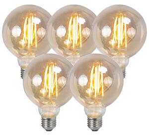 Sada 5 E27 stmievateľných LED žiaroviek s vláknom dymové 5W 450lm 2200K