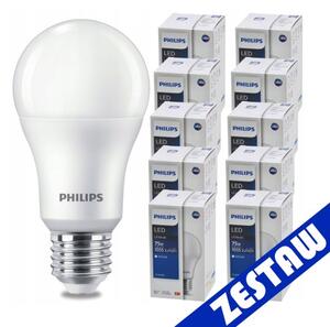 SADA 10 KS ŽIAROVIEK PHILIPS LED E27 10W = 75W 1055lm Neutrálna LED žiarovka 4000K