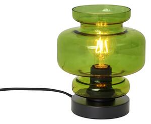 Retro stolná lampa čierna so zeleným sklom - Denise