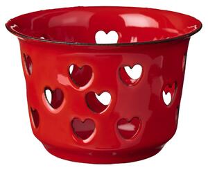 Smaltovaný svietnik Hearts Red