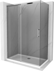 Mexen Omega, sprchový kút s posuvnými dverami 130 (dvere) x 70 (stena) cm, 8mm šedé sklo, chrómový profil + slim sprchová vanička biela + chrómový…