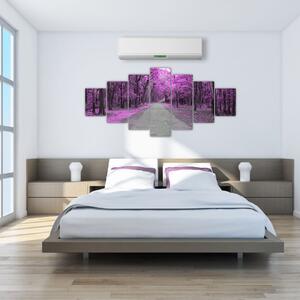 Moderný obraz - fialový les (Obraz 210x100cm)