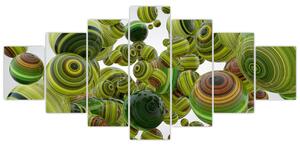 Abstraktný obraz - zelené gule (Obraz 210x100cm)