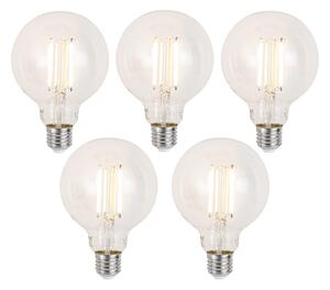 Sada 5 ks Inteligentné stmievateľné LED žiarovky E27 G95 číre 7W 806lm 2700-6500K