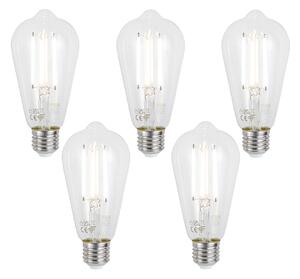 Sada 5 ks Inteligentné stmievateľné LED žiarovky E27 ST64 číre 7W 806lm 2700-6500K