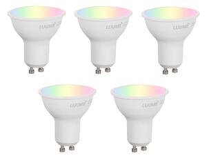 Sada 5 inteligentných stmievateľných LED žiaroviek GU10 50mm Opálové 4,7W 400 lm 2700-6500K