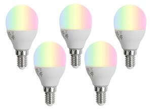 Sada 5 Smart E14 LED žiaroviek G45 Opál RGBW 4.9W 470 lm 2700-6500K