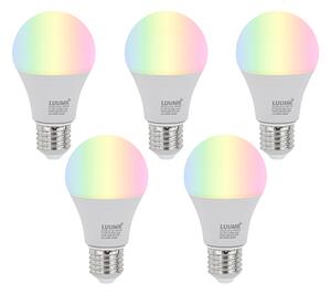 Sada 5 ks E27 Stmievateľné LED žiarovky A60 Opal 9W 806lm 2700-6500K