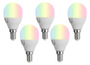 Sada 5 inteligentných stmievateľných LED žiaroviek E14 G45 Opál 4,9 W 470 lm 2700-6500 K
