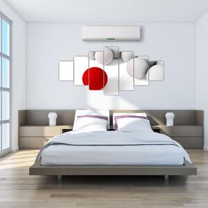 Červená guľa medzi bielymi - abstraktný obraz (Obraz 210x100cm)