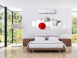 Červená guľa medzi bielymi - abstraktný obraz (Obraz 210x100cm)