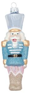 Vianočná ozdoba Nutcracker Pale blue glitter 15 cm