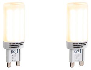 Sada 2ks stmievateľných LED žiaroviek G9 s 3-stupňovým stmievaním, opál, 4,5W, 500lm, 2700K