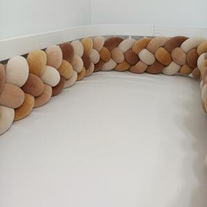 Vulpi Mantinel do postieľky Vrkoč 300 cm Velvet XL Handmade Farba: tmavobéžová