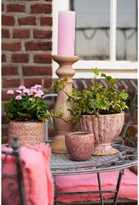 Ružový keramický kvetináč s patinou v tvare pohára - Ø 19 * 16 cm