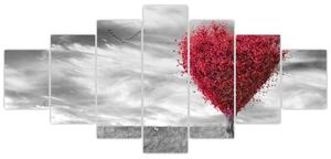 Obraz - červené srdce na lúke (Obraz 210x100cm)