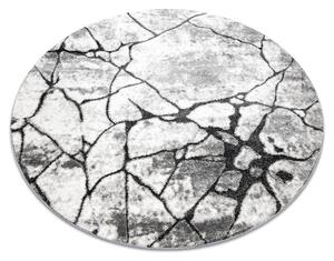 Moderný okrúhly koberec COZY 8873 Cracks, prasknutý betón - Štrukturálny, dve vrstvy rúna tmavosivá