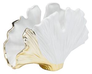 Ginkgo Elegance váza 18 cm bielo-zlatá