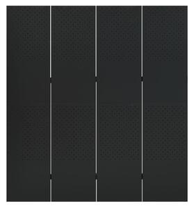 Paraván so 4 panelmi, čierny 160x180 cm oceľ